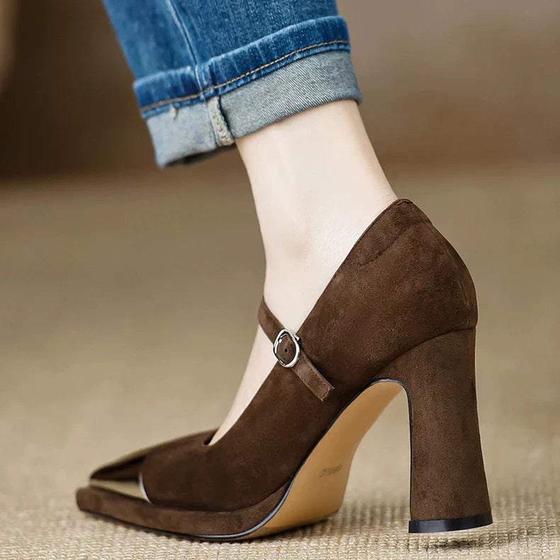 Alix | Metallic-Toe Block Heel Pumps
