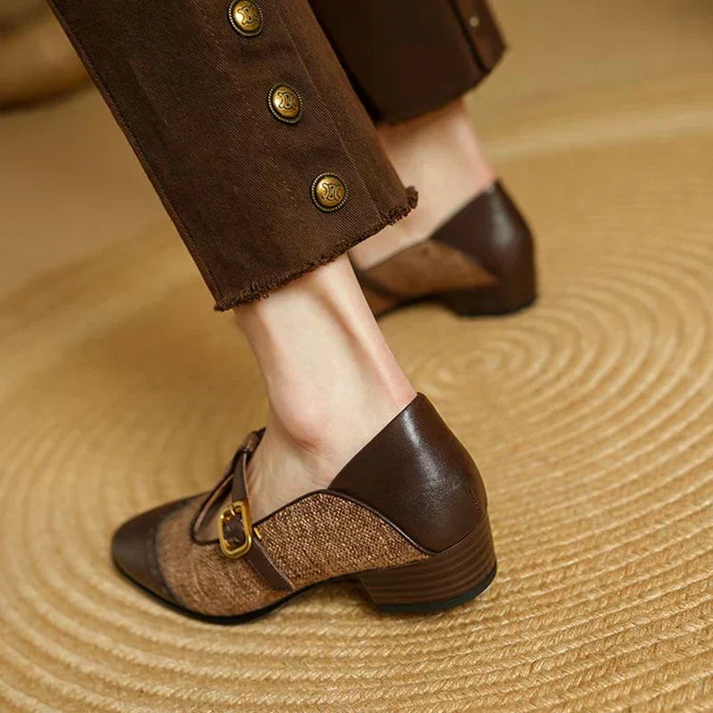 Anaïs | Classic T-Strap Leather Shoes