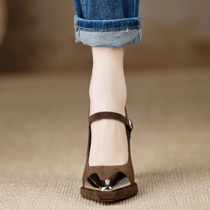 Alix | Metallic-Toe Block Heel Pumps