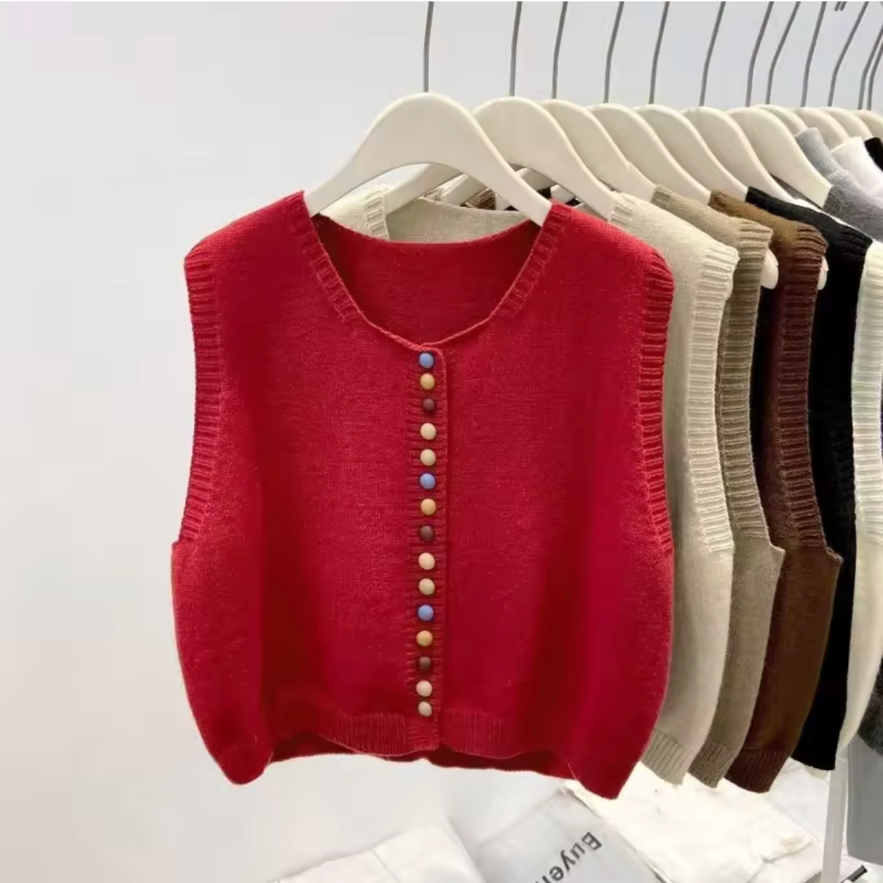 Estelle | Color-Button Knit Vest