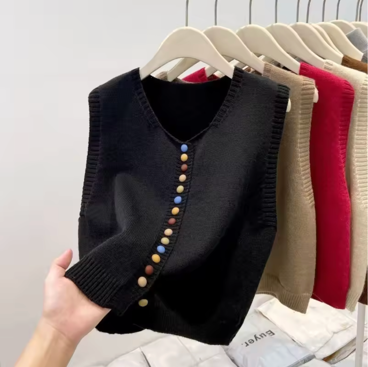 Estelle | Color-Button Knit Vest