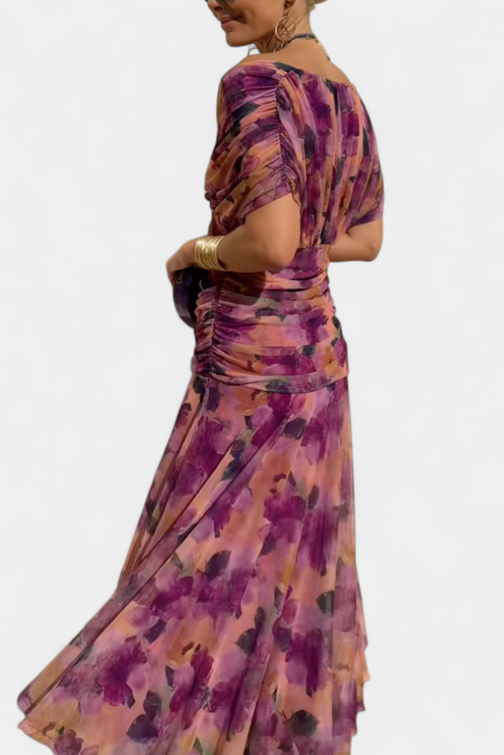 Amélie | Elegant Floral V-Neck Dress