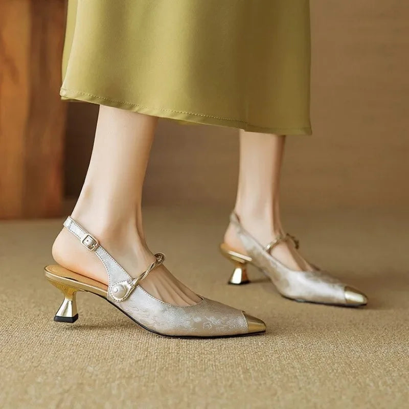 Vivienne | Floral Pearl Strap Pumps