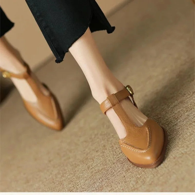 Clara | Wide Strap Buckle Flats