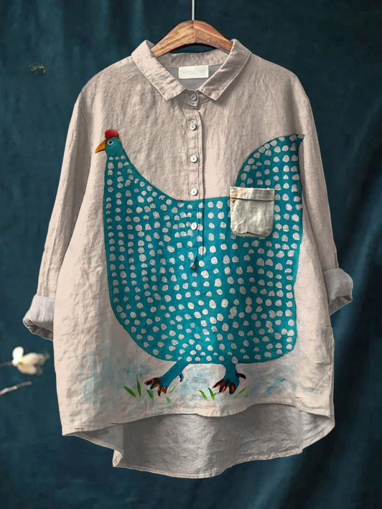 Delphine | Polka Dot Chicken Linen Shirt