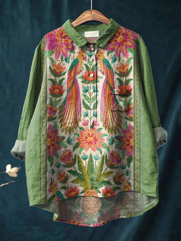 Gabrielle | Floral Embroidered Linen Shirt
