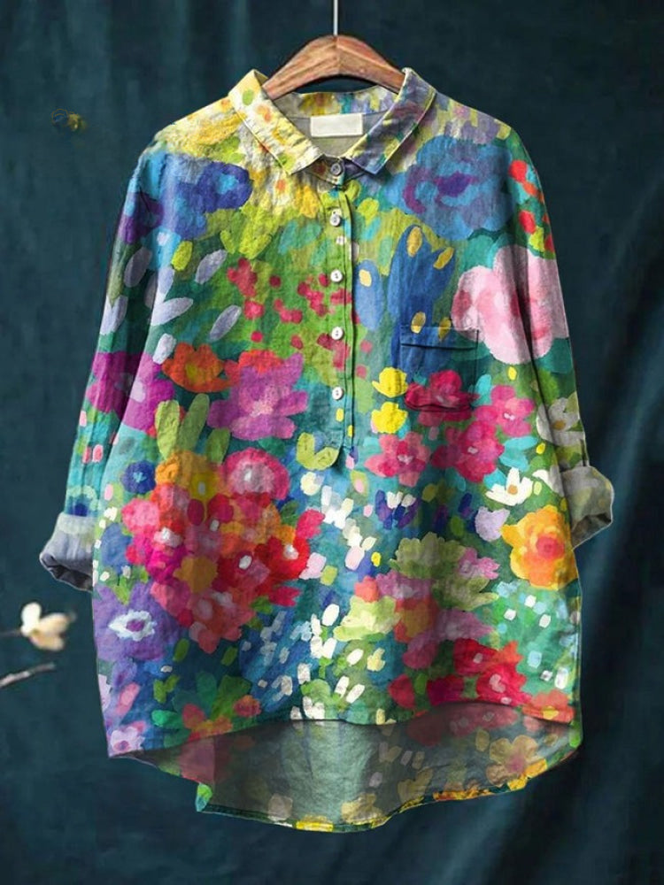 Gabrielle | Floral Embroidered Linen Shirt