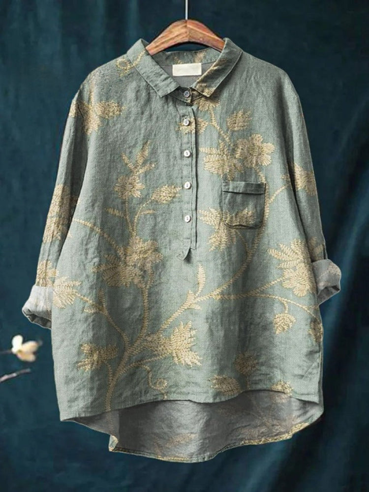 Gabrielle | Floral Embroidered Linen Shirt