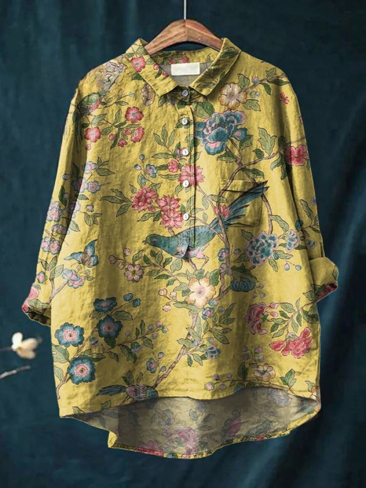Gabrielle | Floral Embroidered Linen Shirt