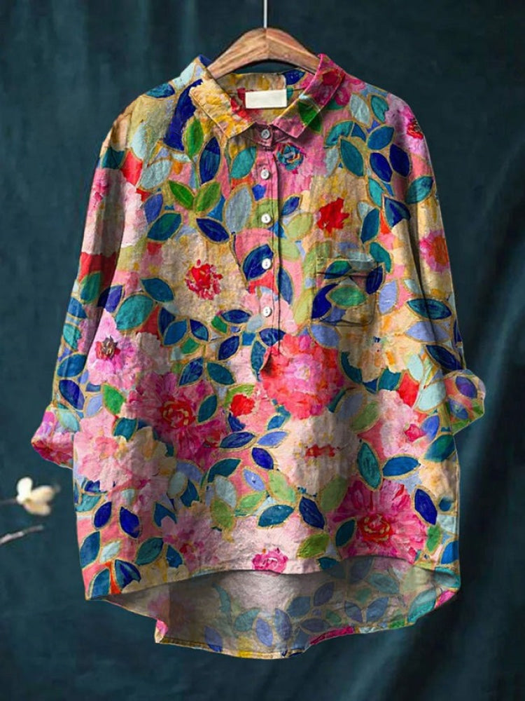 Gabrielle | Floral Embroidered Linen Shirt