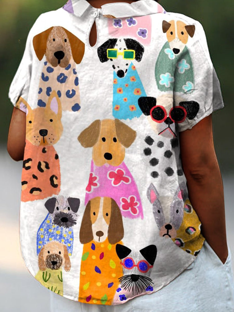 Margot | Dog Print Cotton Shirt