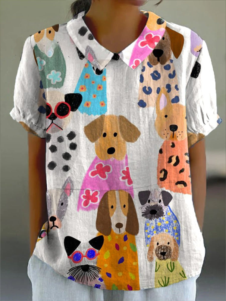 Margot | Dog Print Cotton Shirt