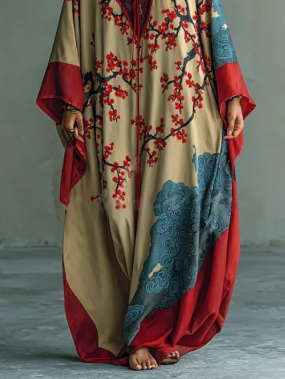 Mireille | Plum Blossom Batwing Maxi Dress