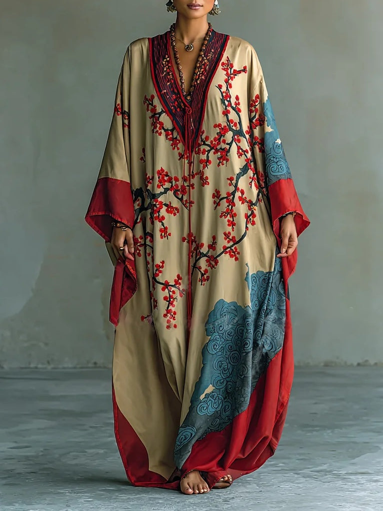 Mireille | Plum Blossom Batwing Maxi Dress