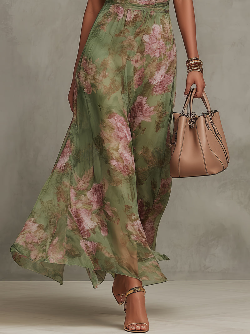 Lorette | Elegant Floral Halter Dress