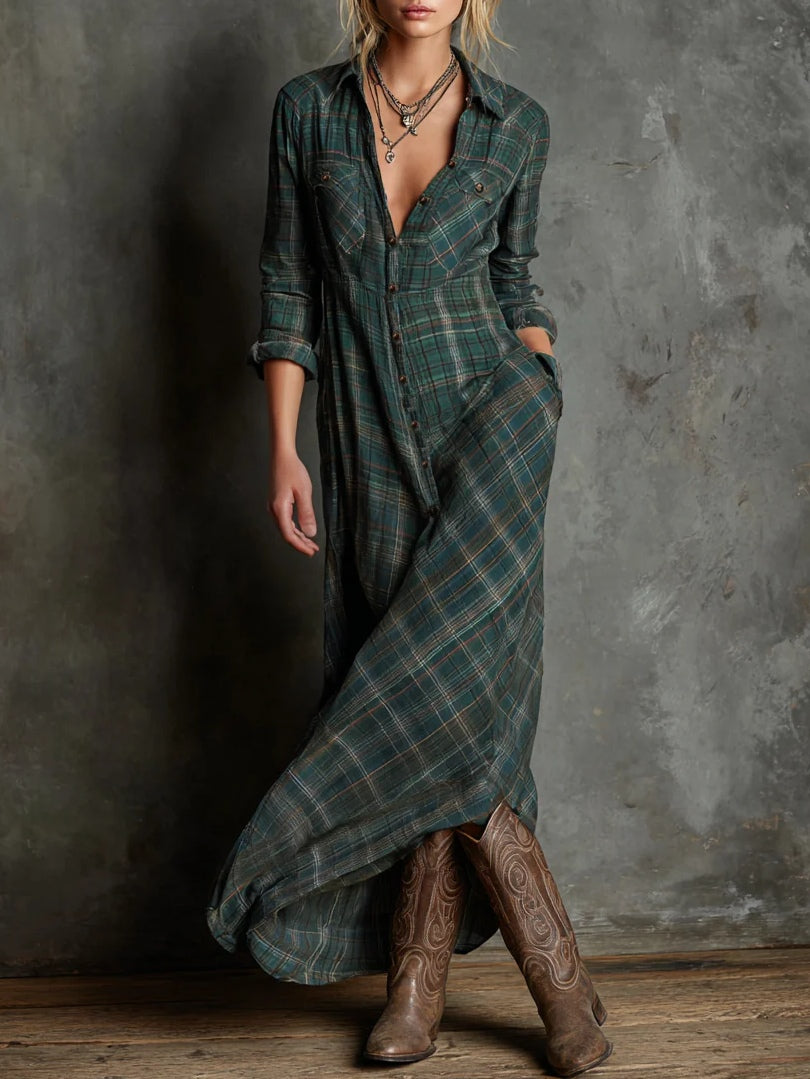 Naomi | Refined Plaid Maxi Dress
