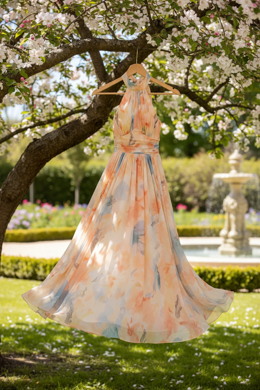 Nomasonto | Watercolor Halter Maxi Dress