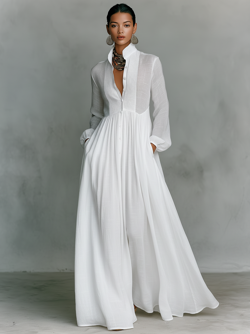Lefika | Patchwork Linen Maxi Dress