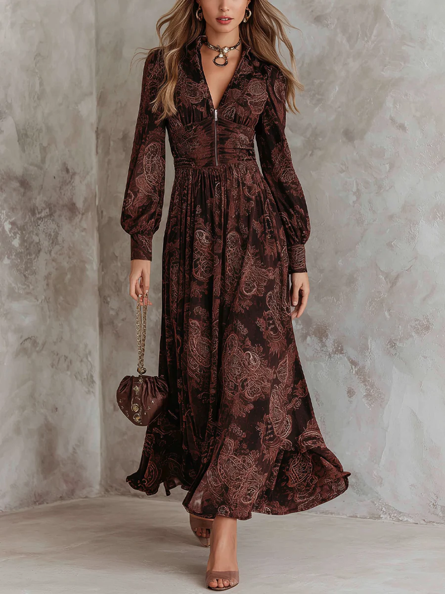 Beatrice | Paisley Zip Waist Maxi Dress