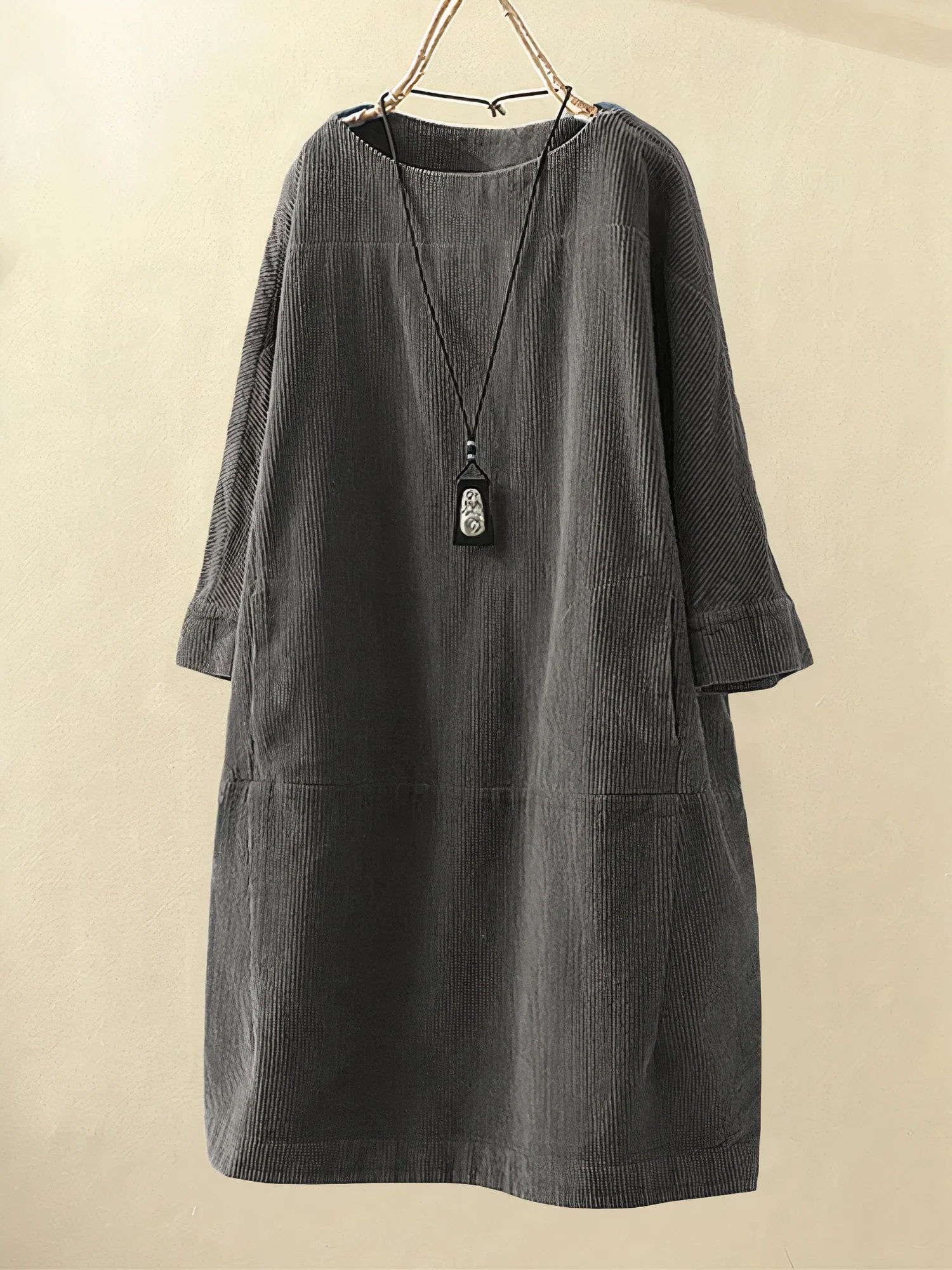 Elodie | Elegant Corduroy Midi Dress