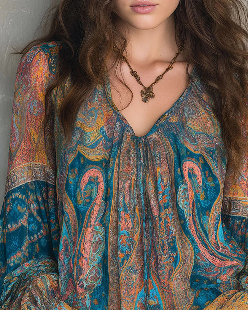 Isadora | Bohemian V-Neck Flared Sleeve Blouse