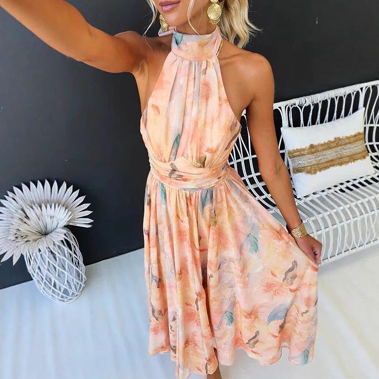 Nokukhona | Oil-Print Halter Maxi Dress