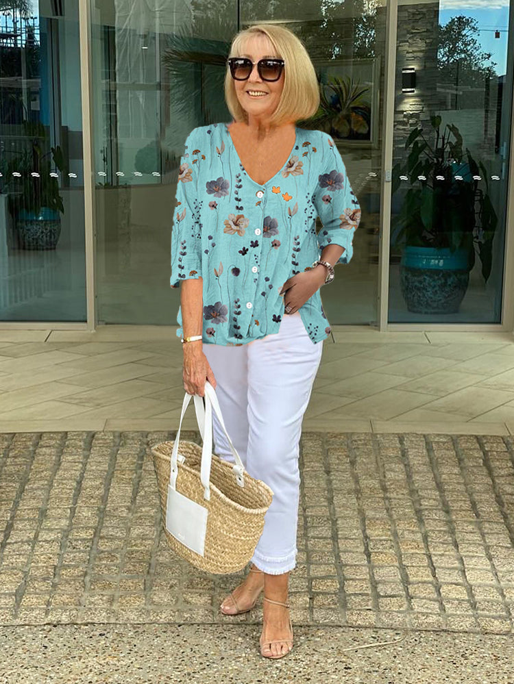 Rorisang | Floral Blouse with Tummy Coverage