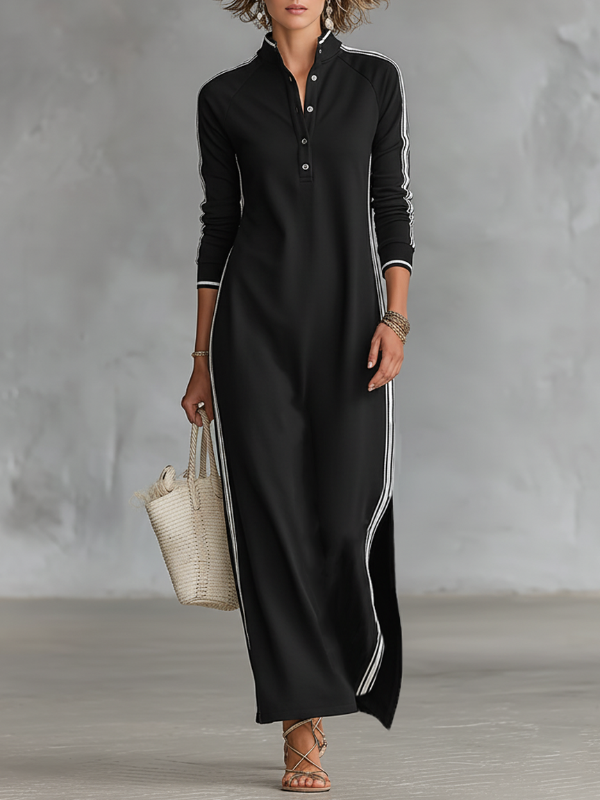 Xolile | Sweat Maxi Button-Collar Dress