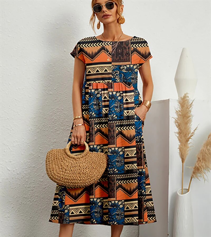 Margot | Floral Cotton Midi Dress