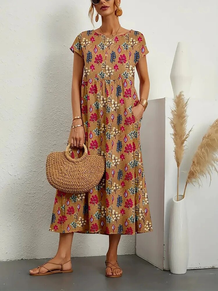 Margot | Floral Cotton Midi Dress