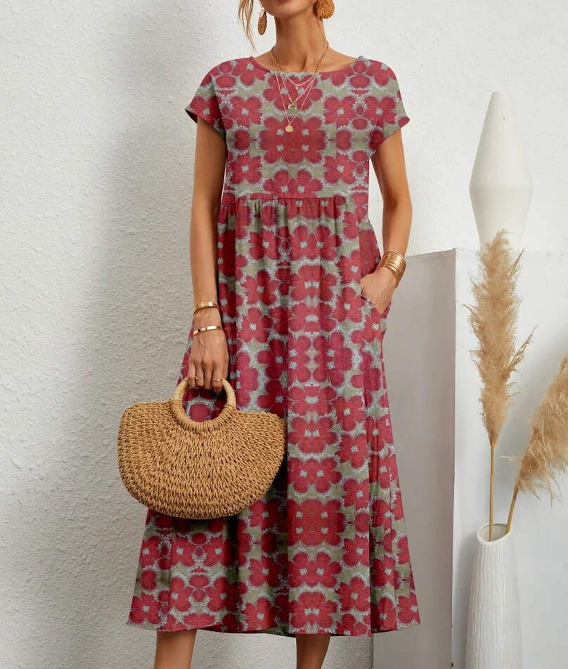 Margot | Floral Cotton Midi Dress