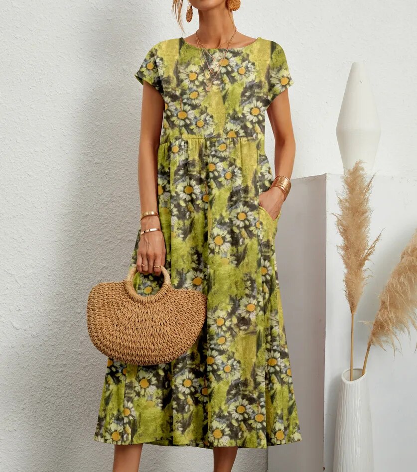 Margot | Floral Cotton Midi Dress