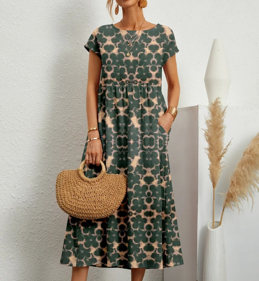 Margot | Floral Cotton Midi Dress