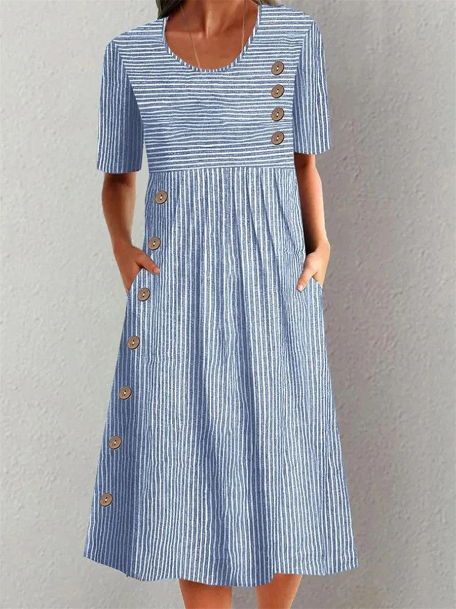 Camille | Striped Midi Dress