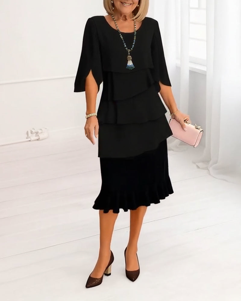 Camille | Ruffle A-Line Midi Dress