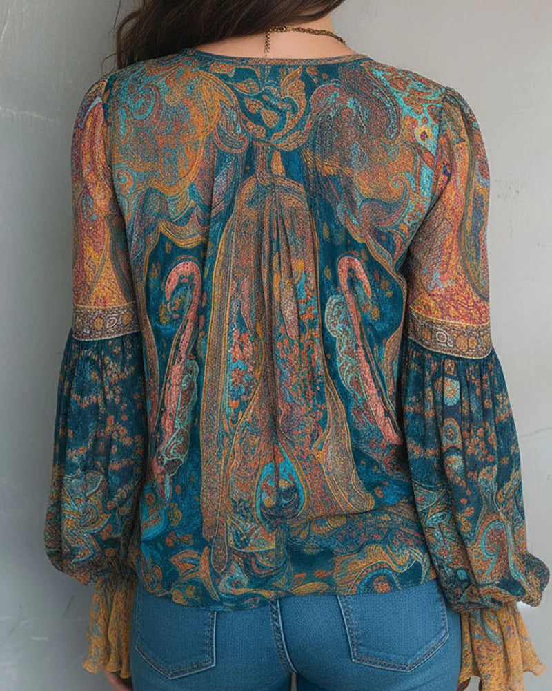 Isadora | Bohemian V-Neck Flared Sleeve Blouse