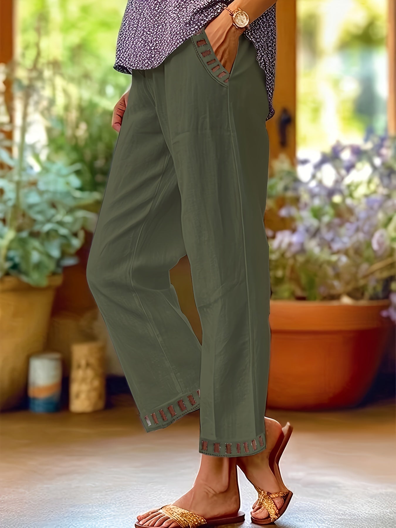Valentina | Contrast Trim Cropped Pants