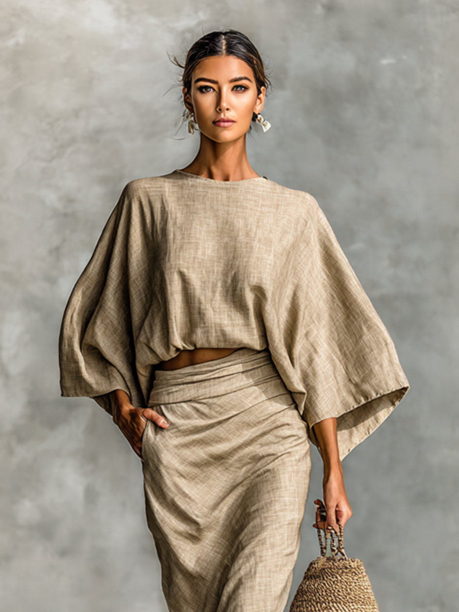 Hildegard | Linen Cotton Two-Piece Skirt Set