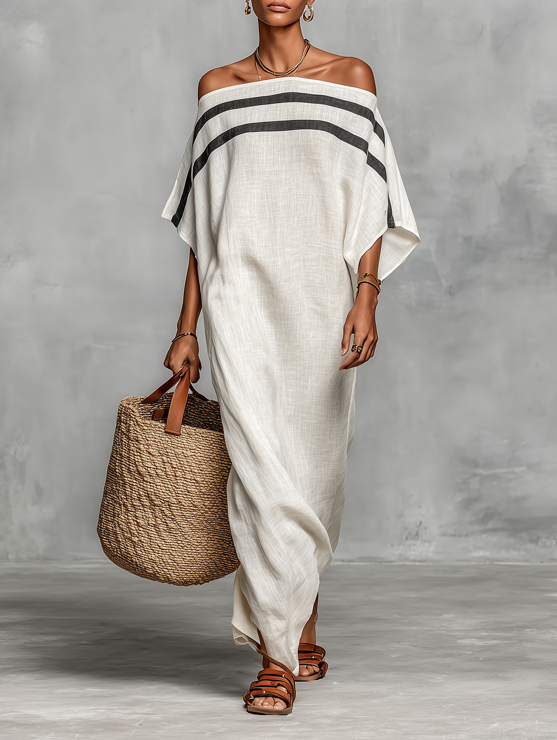 Nomava | Linen Maxi Dress Off-Shoulder