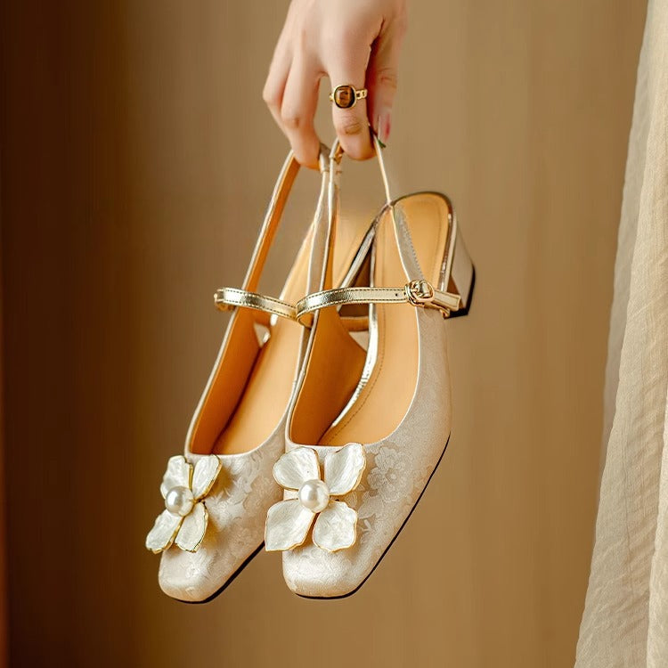 Florence | Pearl Embellished Slingback Pumps