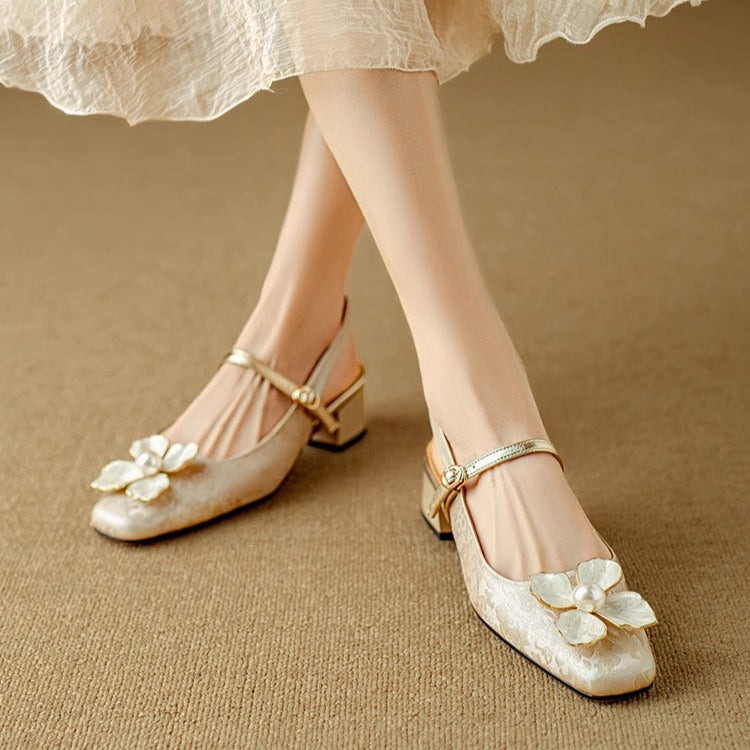 Florence | Pearl Embellished Slingback Pumps