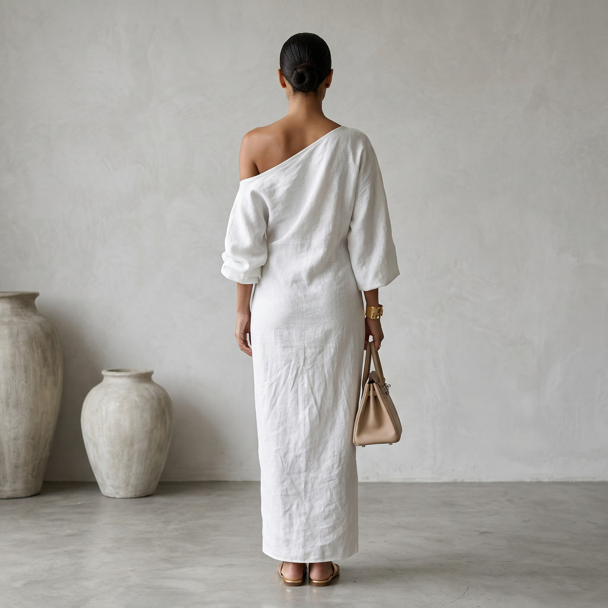 Bianca | One-Shoulder Textured Maxi Dress
