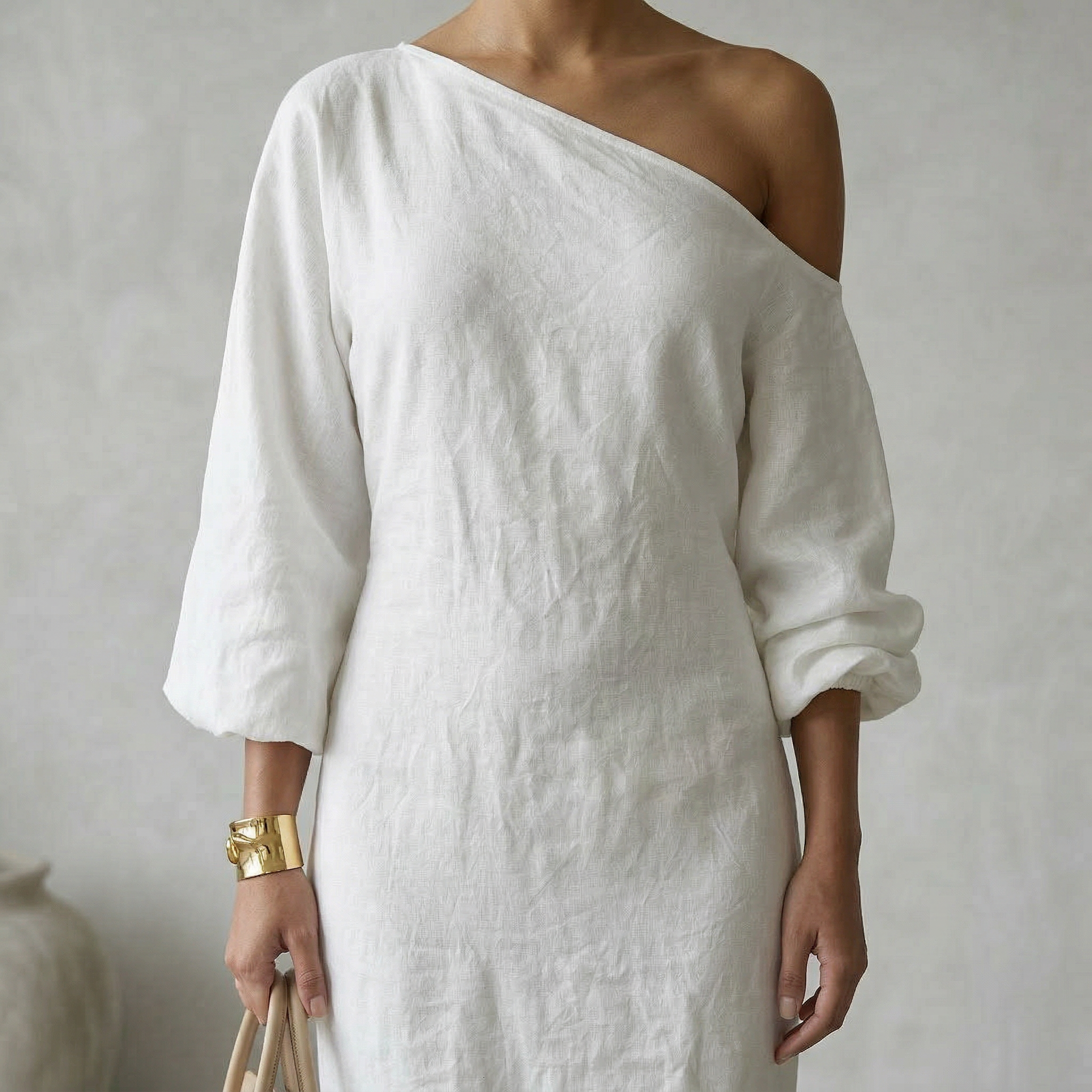 Bianca | One-Shoulder Textured Maxi Dress