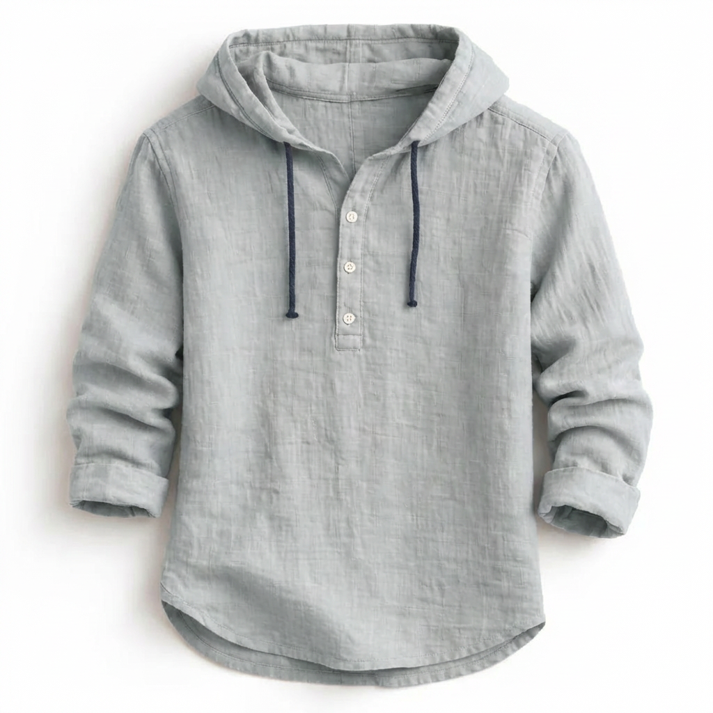 Sibakhulu | Hooded Linen Half-Button Shirt
