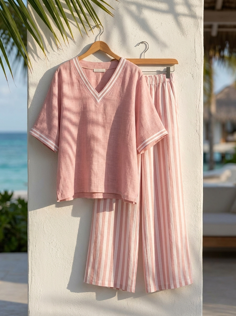 Liesl | Striped Linen-Cotton Two-Piece Set