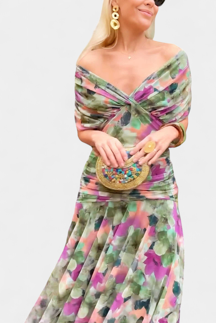 Amélie | Elegant Floral V-Neck Dress