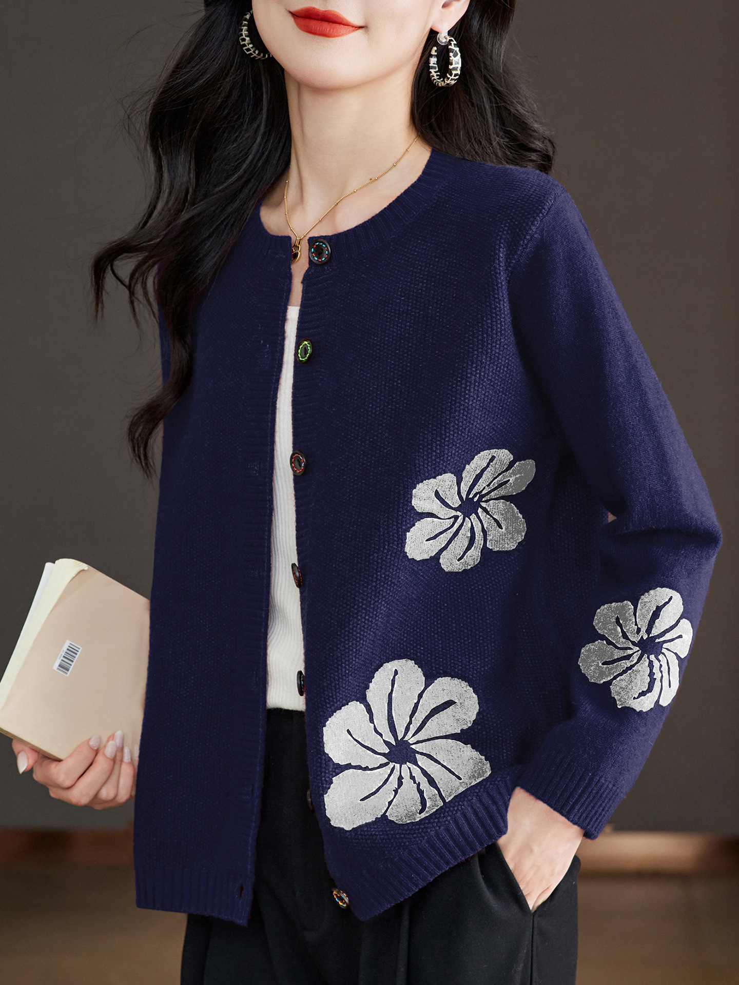 Nathalie | Floral Knit Coat