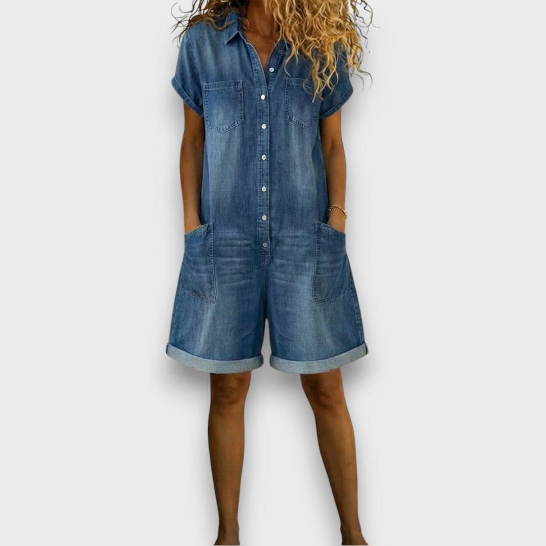 Sofia | Vintage Short Cotton Denim Overalls