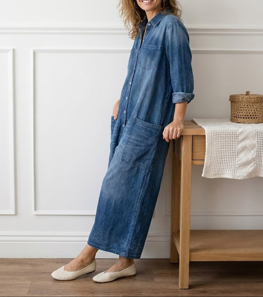 Rosalie | Vintage Washed Denim Jumpsuit