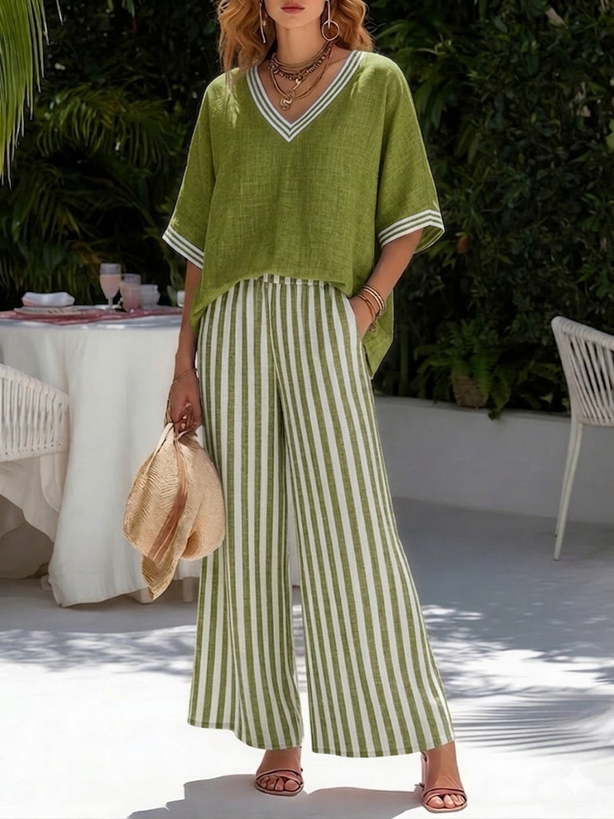 Liesl | Striped Linen-Cotton Two-Piece Set